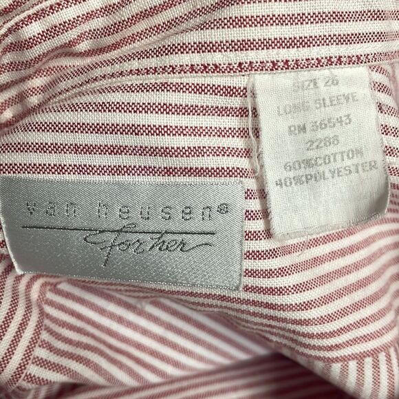 VanHeusen for Her Womens Striped Button Up Dress Shirt Pink White Size 26 - Picture 6 of 9
